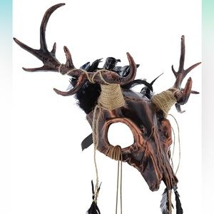 Halloween Tribal Mask & Feathered Neck Wrap Costume 🎃